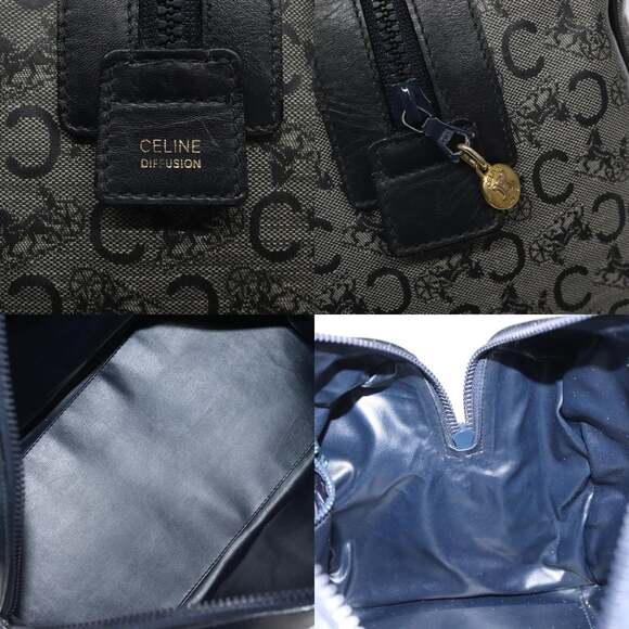 CELINE C Sulky Hand Bag Coated Canvas Navy Gold - Picture 11 of 12